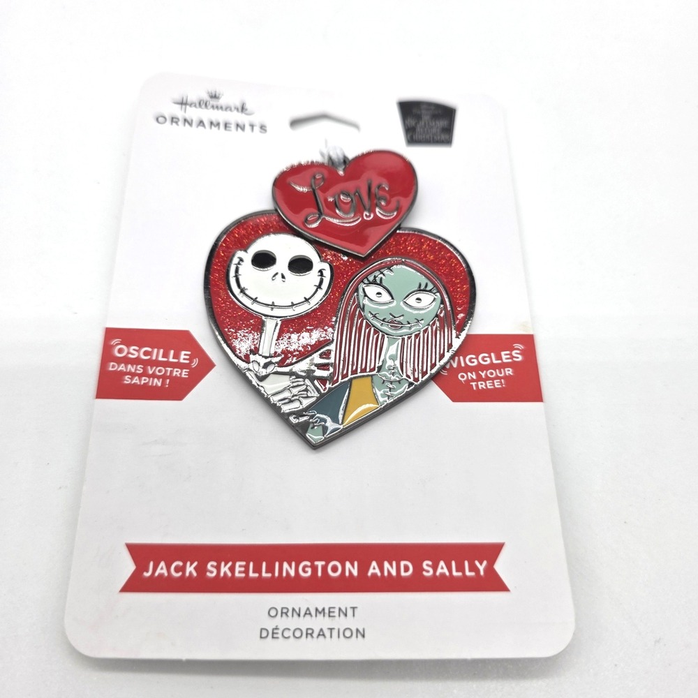 Hallmark Jack Skellington Sally Metal Heart‎ Ornament Nightmare Before Christmas